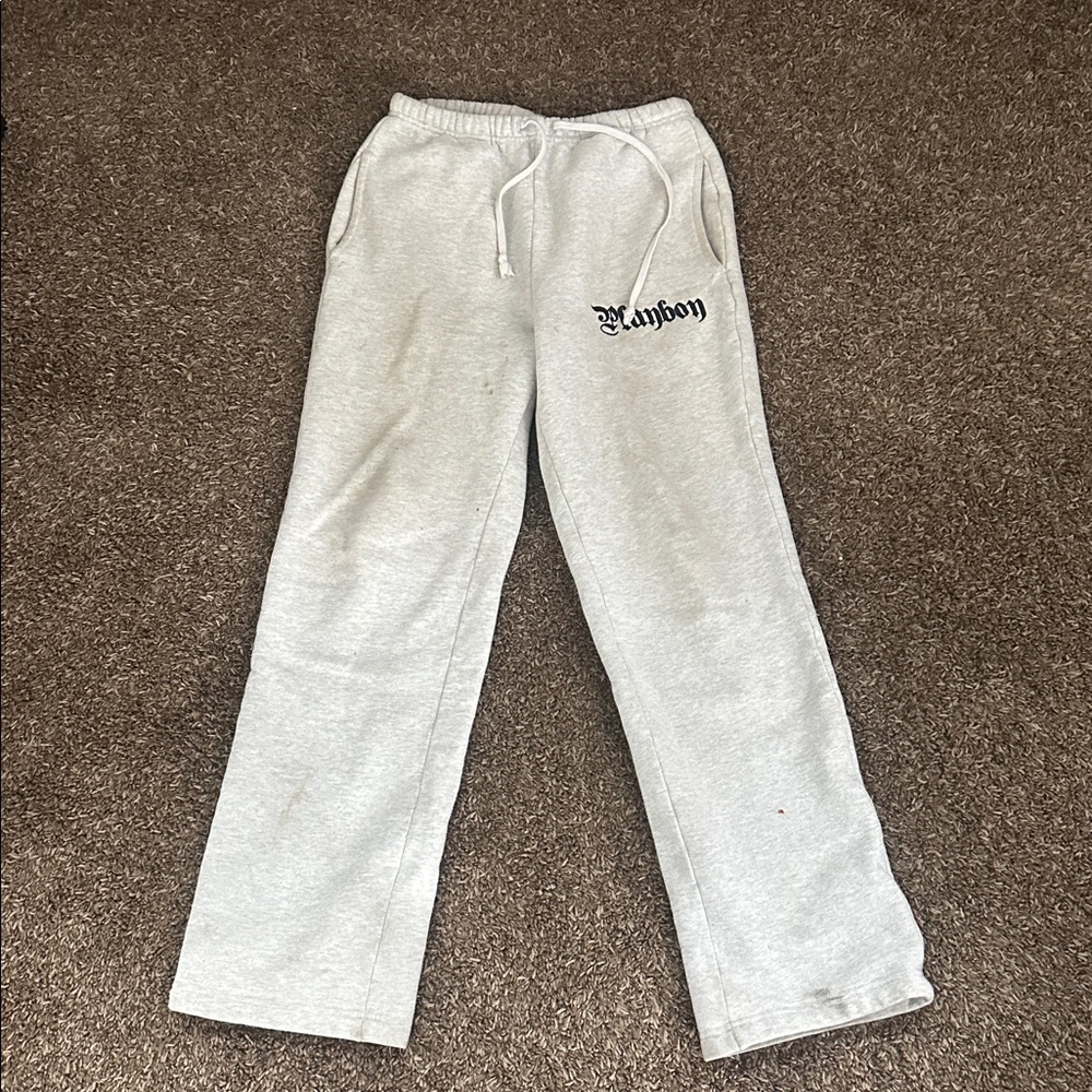 Playboy Heather Gray Sweatpants with Black Logo